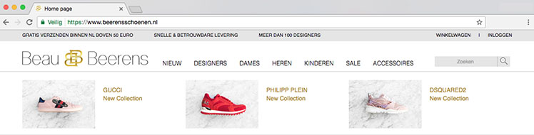 Jouw eigen website starten begint met het juiste zoekwoord opnemen in je domeinnaam, zoals Beerens Schoenen deed.