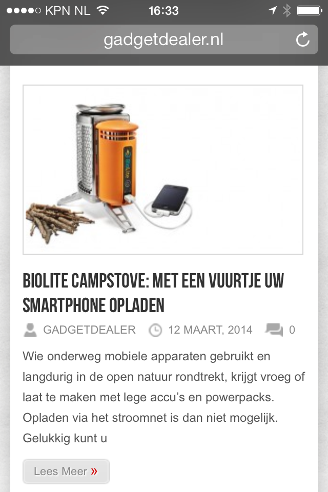 De mobiele website van Gadgetdealer