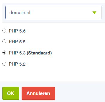 PHP Configurator instellen
