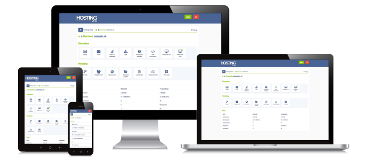 Overzichtelijk en responsive webhosting Control Panel