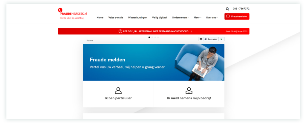 Domeinnaam fraude melden bij de fraudehelpdesk.