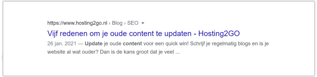 Titel en meta description toepassen voor je blog.