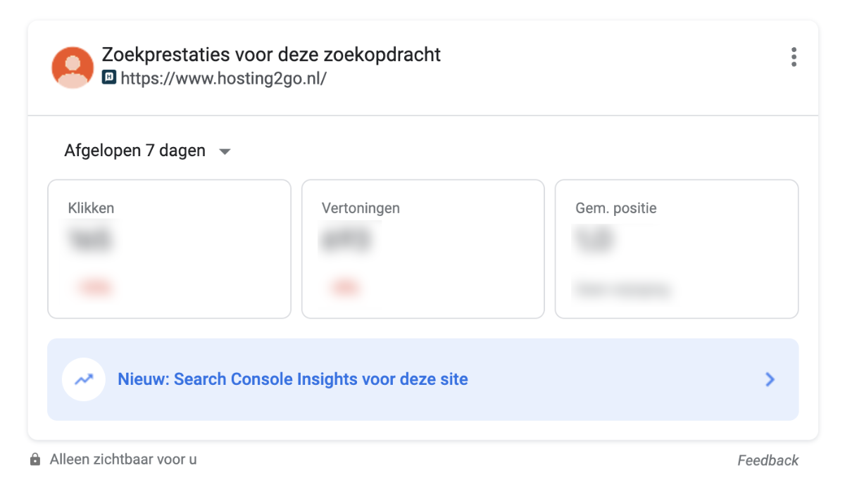 Overzicht van je zoekprestaties in Google Mijn Bedrijf.