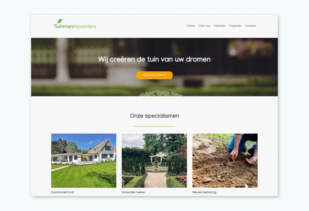 Voorbeeld van een website voor hovenier of tuinman.