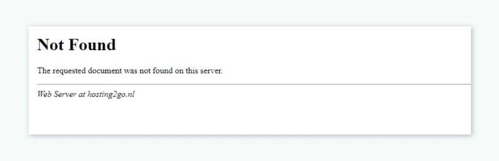 Niet opgemaakte server melding van een 'Not found' statuscode.