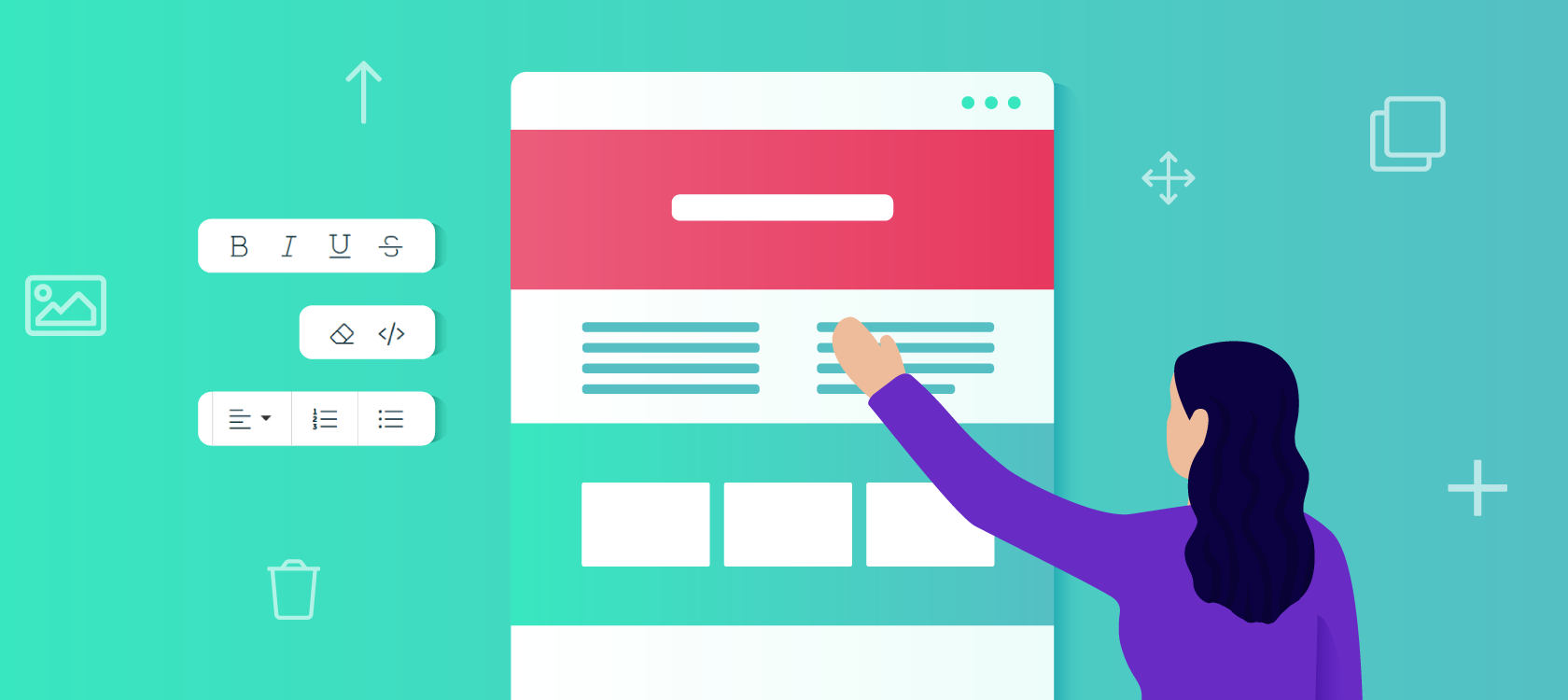 Illustratie van iemand die een website bouwt